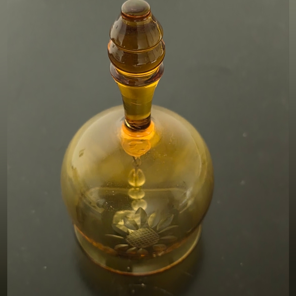 Amber Etched Glass Bell - Picture 2 of 4